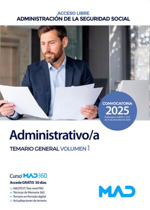 Administrativo/a Seguridad Social (Temario general 1) de la Administración General del Estado...