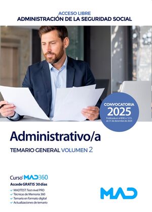 Administrativo/a Seguridad Social (Temario general 2) de la Administración General del Estado...