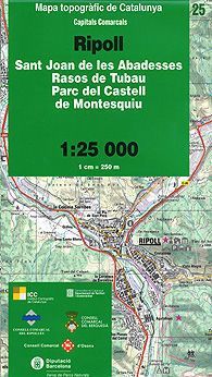 Mapa topogràfic de Catalunya. Ripoll: Sant Joan de les Abadesses. Rasos de Tubau. Parc del Castell de Montesquiu: 1:25 000