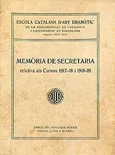 MEMÒRIA DE SECRETARIA. CURS 1917-18 I 1918-19