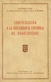CONTRIBUCIÓN A LA BIBLIOGRAFÍA ESPAÑOLA DE SHAKESPEARE