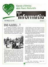 CERCLE D'AMICS DELS PARCS NATURALS: FULL INFORMATIU, NÚM. 3 (ABRIL-JUNY, 1996)