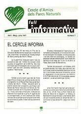 CERCLE D'AMICS DELS PARCS NATURALS: FULL INFORMATIU, NÚM. 7 (ABRIL-JUNY, 1997)