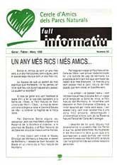 CERCLE D'AMICS DELS PARCS NATURALS: FULL INFORMATIU, NÚM. 10 (GENER-MARÇ, 1998)