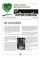 CERCLE D'AMICS DELS PARCS NATURALS: FULL INFORMATIU, NÚM. 20 (JULIOL-SETEMBRE, 2000)