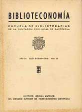 BIBLIOTECONOMÍA AÑO XV, (JULIO-DICIEMBRE 1958), NÚM. 48