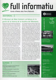 CERCLE D'AMICS DELS PARCS NATURALS: FULL INFORMATIU, NÚM. 64 (JULIOL, AGOST I SETEMBRE, 2011)