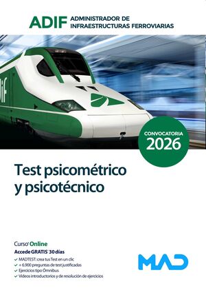 Administrador de Infraestructuras Ferroviarias (ADIF). Test psicométrico y psicotécnico