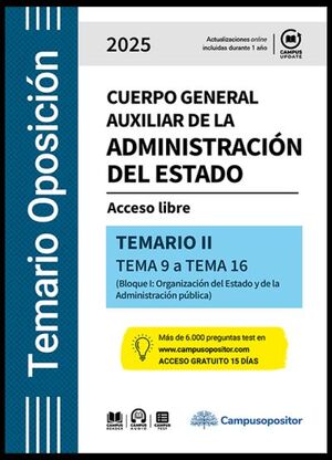 Temario Cuerpo general auxiliar de la Administración del Estado. 2025. TOMO II
