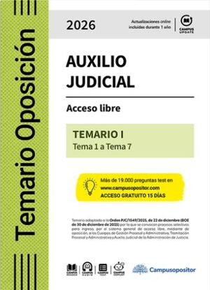 Cuerpo de Auxilio Judicial de la Administración de Justicia 2026. Tomo I