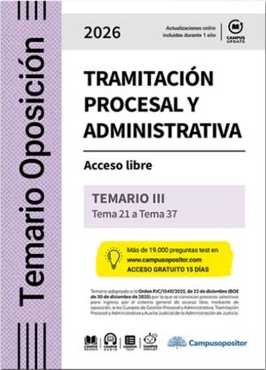Cuerpo de Tramitación procesal y Administrativa de la Administración de Justicia 2026. TOMO III
